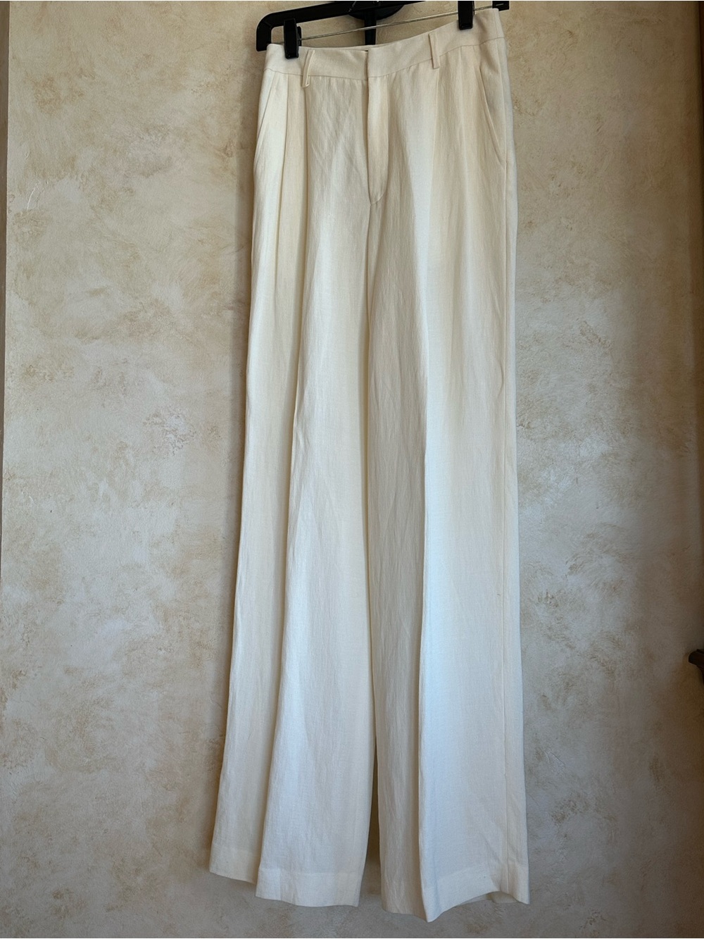 VTG Woman’s Tailored Rayon and Linen Cream Wide-Leg Dress Pants Classic Feminine